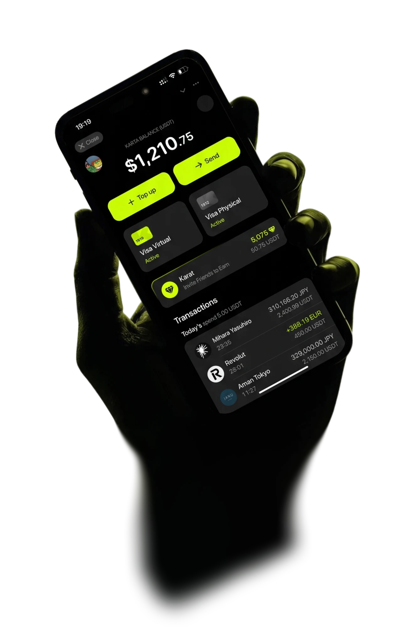 Karta app in hand